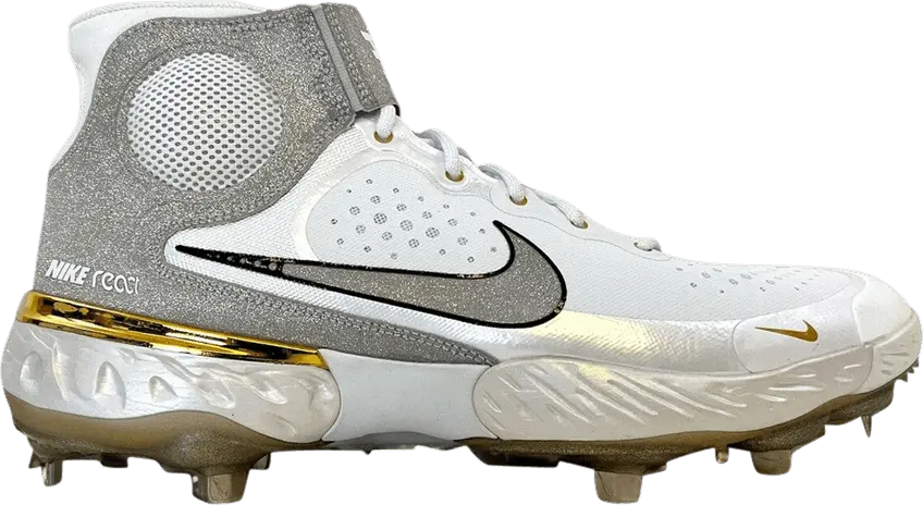  Nike Alpha Huarache Elite 3 Mid &#039;White Silver Gold&#039;