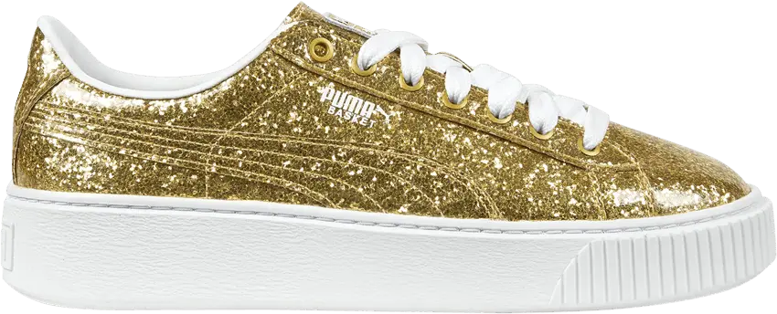  Puma Wmns Basket Platform Glitter &#039;Gold&#039;