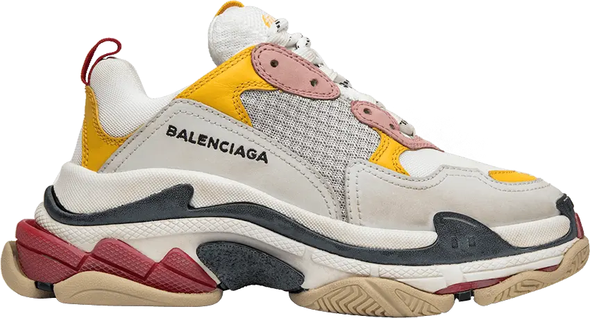  Balenciaga Wmns Triple S Trainer &#039;White Yellow&#039; 2018