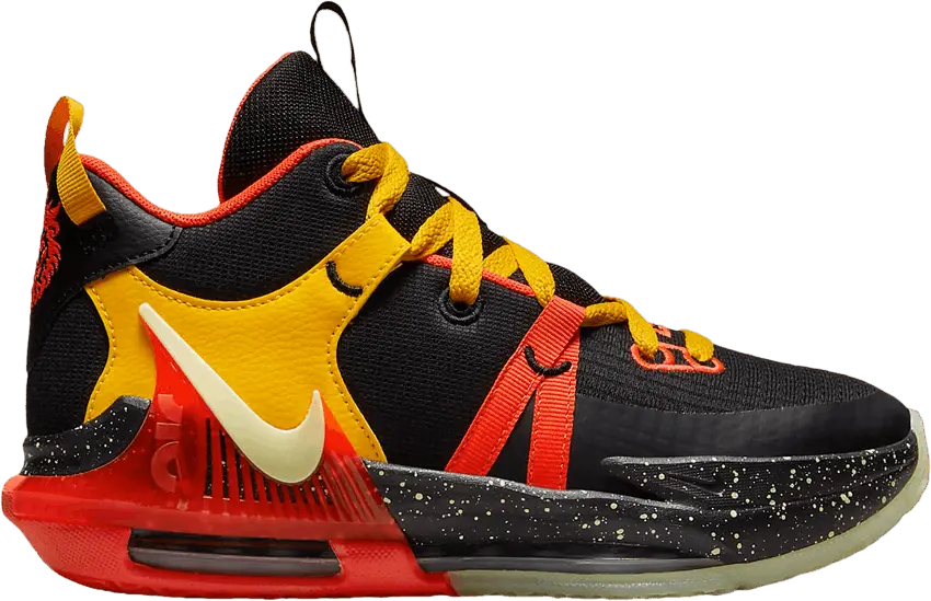  Nike LeBron Witness 7 GS &#039;Black Bright Crimson Speckled&#039;