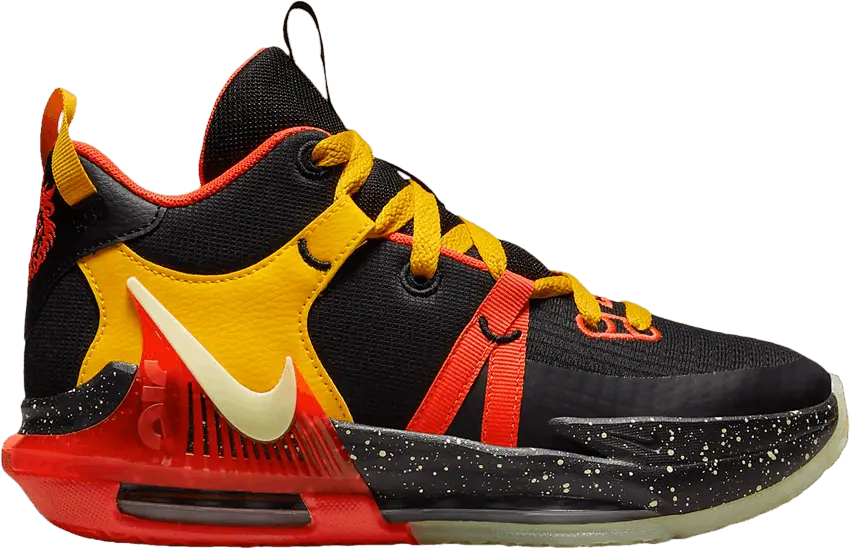 Nike LeBron Witness 7 GS &#039;Black Bright Crimson Speckled&#039;