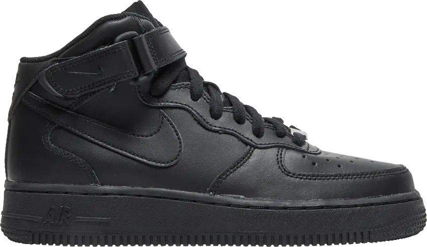  Nike Air Force 1 Mid LE GS &#039;Triple Black&#039;