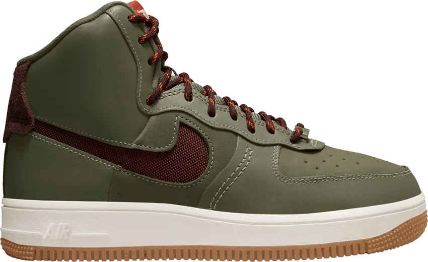  Nike Wmns Air Force 1 High Sculpt &#039;Olive Burgundy&#039;