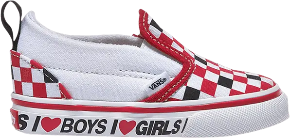  Vans Classic Slip-On V Toddler &#039;Checkerboard - I Heart&#039;