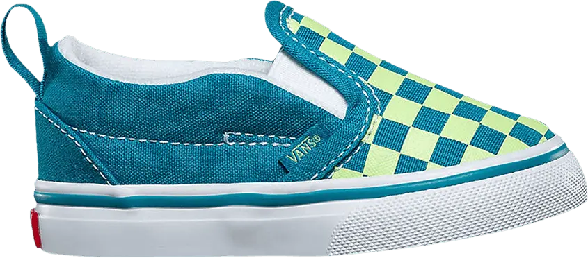  Vans Slip-On V Toddler &#039;Checkerboard - Enamel Blue Green&#039;