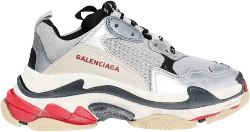  Balenciaga Triple S Silver Red (Women&#039;s)