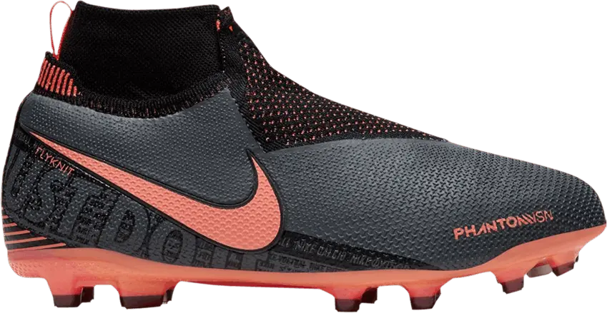  Nike Phantom Vision Elite DF FG MG GS &#039;Dark Grey Bright Mango&#039;