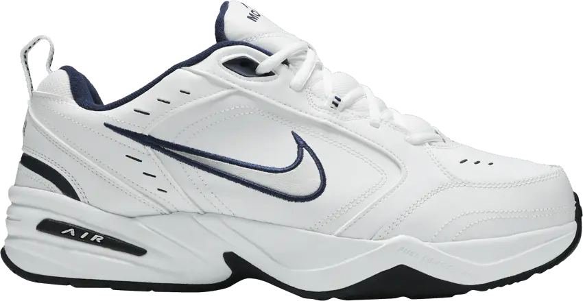  Nike Air Monarch Iv White/Midnight Navy/White/Metallic Silver