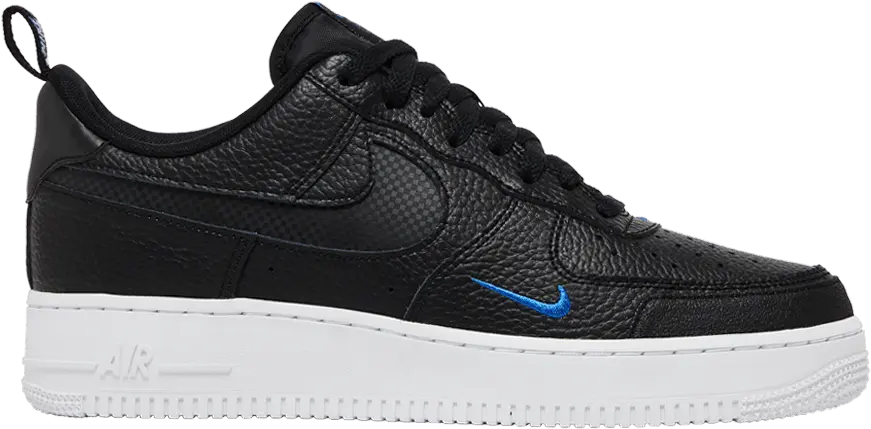  Nike Air Force 1 Low Cut Out Reflective Swoosh Black Blue