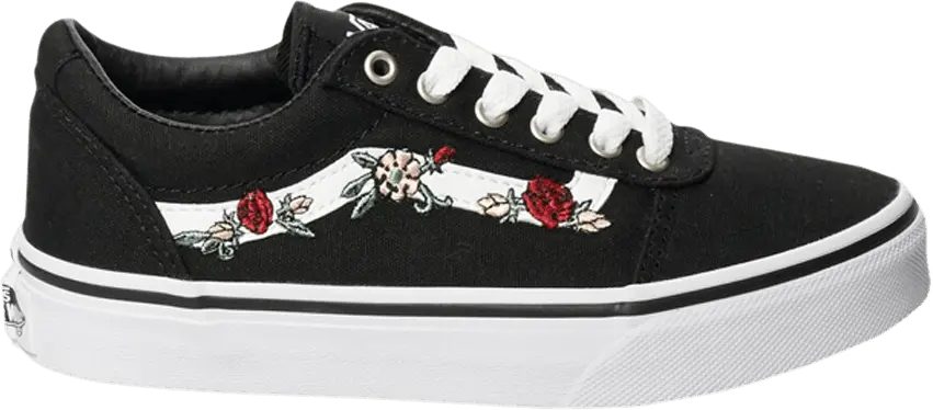  Vans Ward Kids &#039;Floral Embroidery - Black&#039;