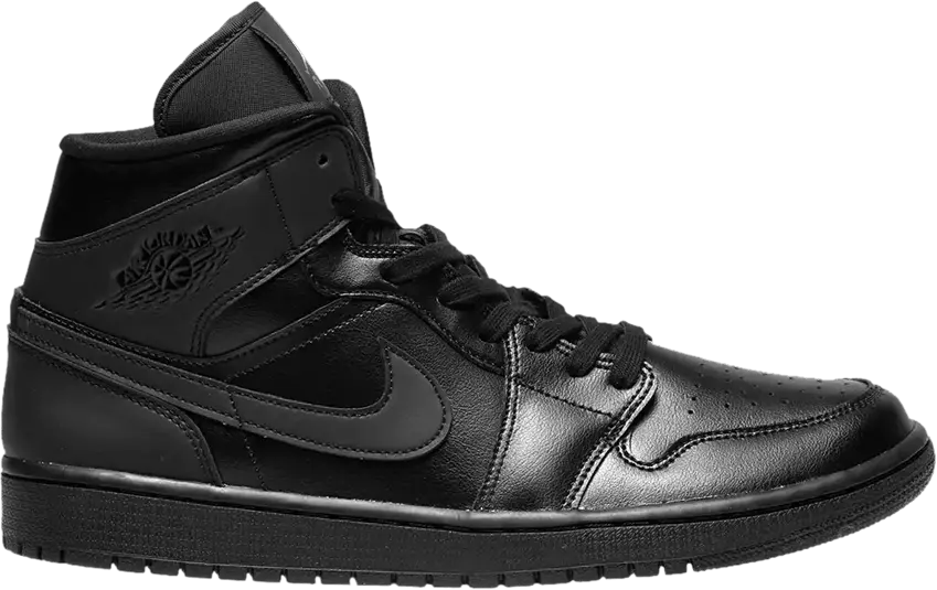  Wmns Air Jordan 1 Mid &#039;Triple Black&#039;