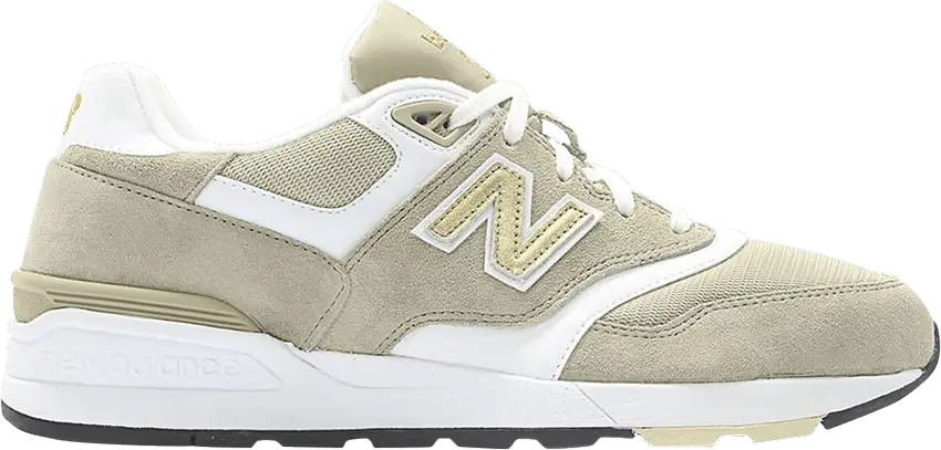 New Balance 597 Classic Khaki White Gold