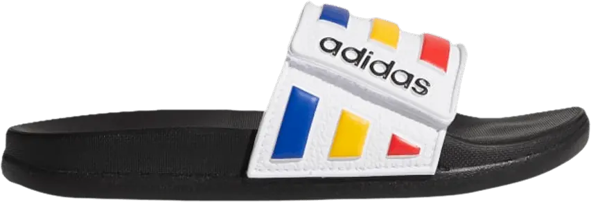  Adidas Adilette Comfort Adjustable Slides K &#039;Black Royal Scarlet&#039;