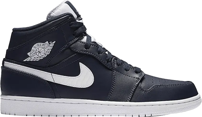  Jordan 1 Retro Mid Obsidian White