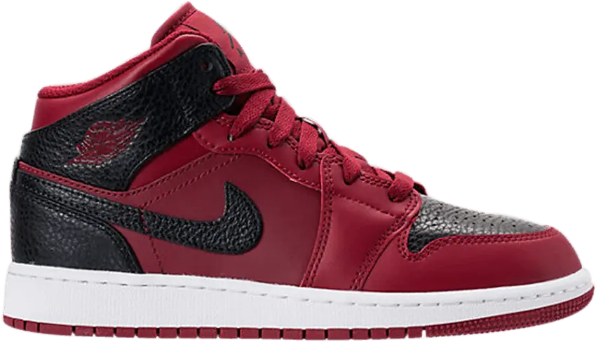  Jordan 1 Mid Team Red Black White (GS)