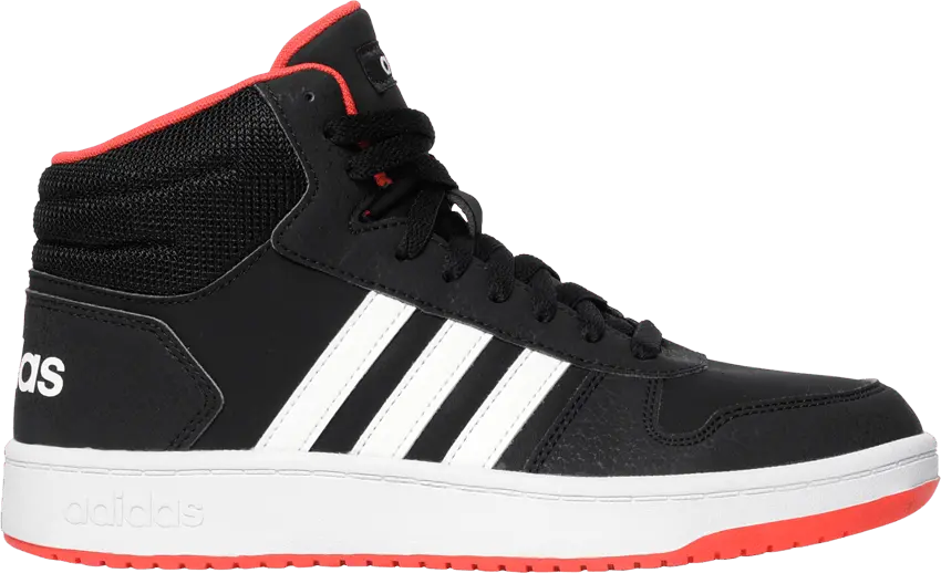  Adidas adidas Hoops 2.0 Mid Black Hi-Res Red (Kids)