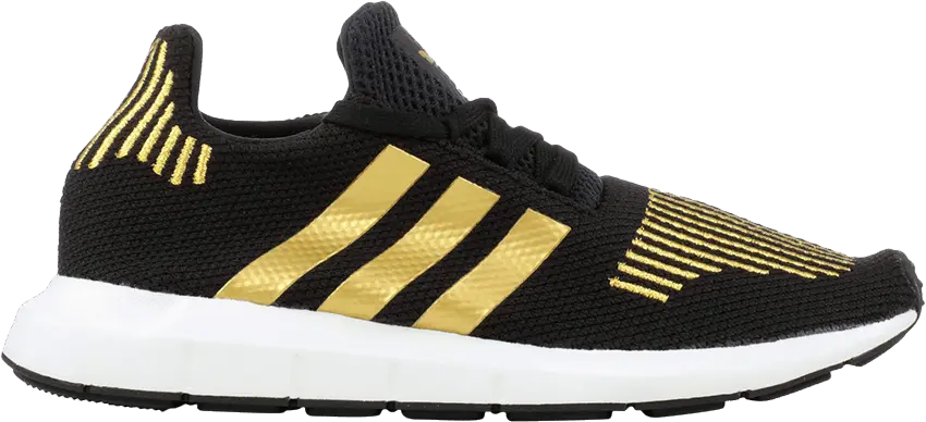  Adidas adidas Swift Run Black Gold Metallic-White (Women&#039;s)