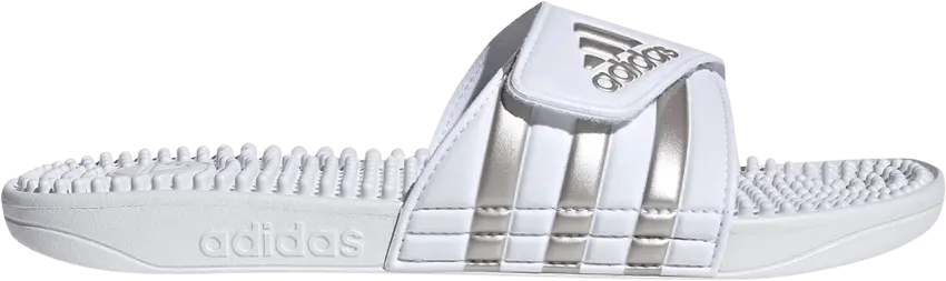  Adidas Adissage Slides &#039;White Platinum Metallic&#039;