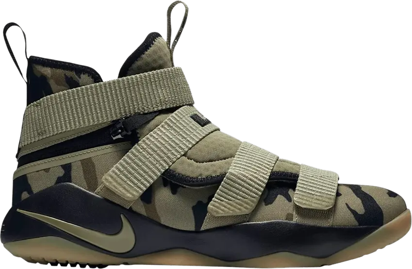  Nike LeBron Soldier 11 FlyEase Extra Wide &#039;Neutral Olive Camo&#039;