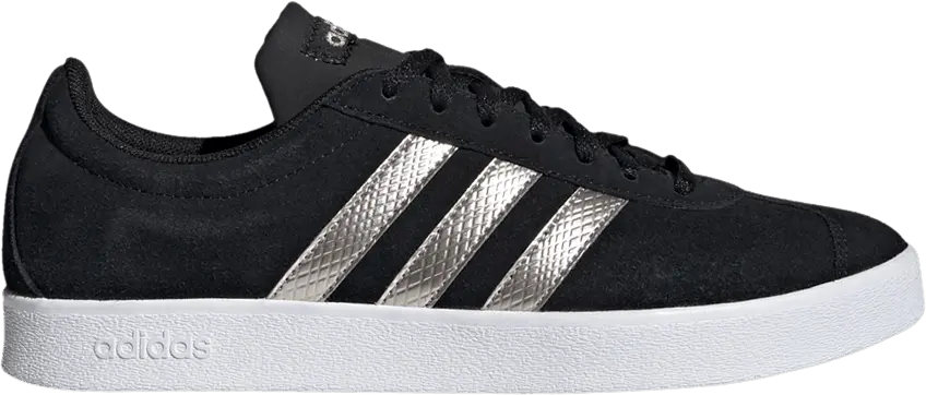  Adidas Wmns VL Court 2.0 &#039;Black Platinum Metallic&#039;