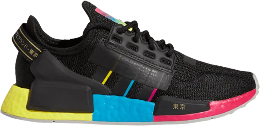  Adidas adidas NMD R1 V2 Black Pink Yellow (Youth)