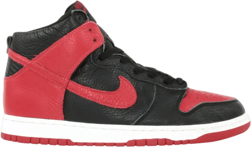  Nike Dunk High Tumbled Leather Black Varsity Red