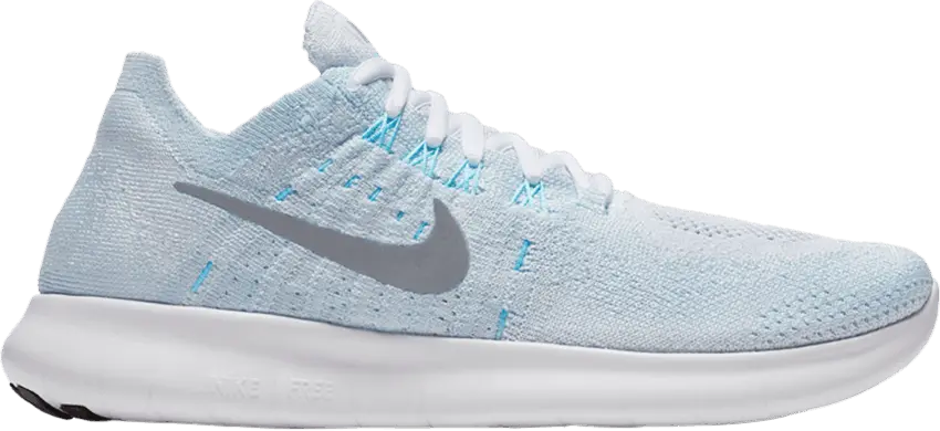  Nike Free Run Flyknit 2017 Pure Platinum Glacier Blue (Women&#039;s)