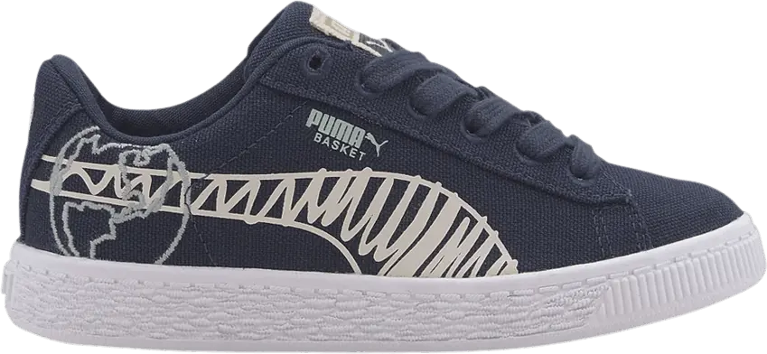 Puma Basket Canvas Winter Little Kid &#039;Time 4 Change - Peacoat&#039;