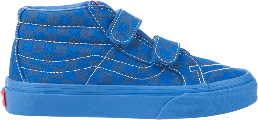  Vans Sk8-Mid Reissue V Kids &#039;Mono Checkerboard - Blue&#039;