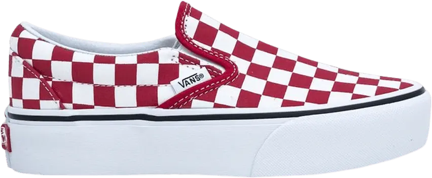  Vans Classic Slip-On Platform &#039;Checkerboard - Racing Red&#039;
