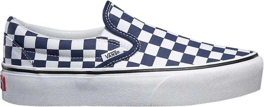  Vans Classic Slip-On Platform &#039;Checkerboard - Medieval Blue&#039;