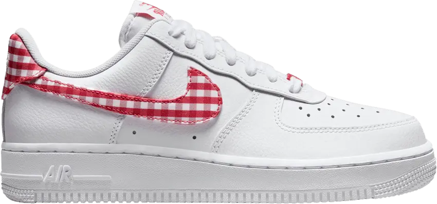  Nike Air Force 1 Low &#039;07 Essential White Mystic Red Gingham (Women&#039;s)