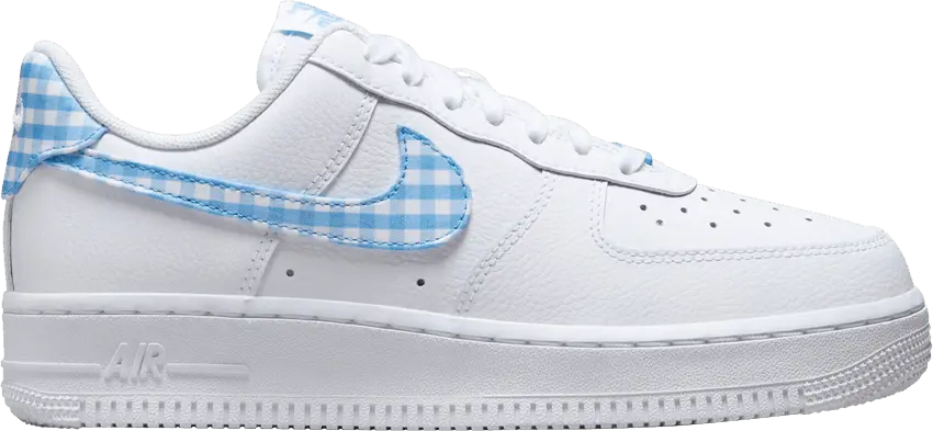  Nike Air Force 1 Low &#039;07 Essential White University Blue Gingham