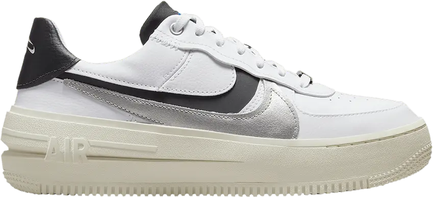  Nike Air Force 1 PLT.AF.ORM White Metallic Silver Black (Women&#039;s)