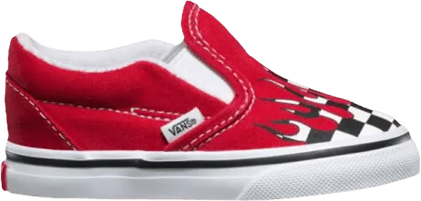  Vans Classic Slip-On Toddler &#039;Checker Flame - Racing Red&#039;