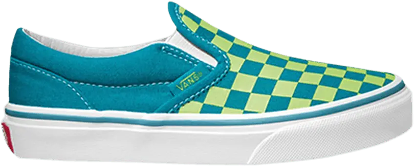  Vans Classic Slip-On Kids &#039;Checkerboard - Blue Green&#039;