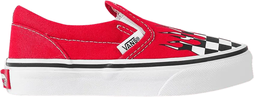  Vans Classic Slip-On Kids &#039;Checker Flame - Racing Red&#039;