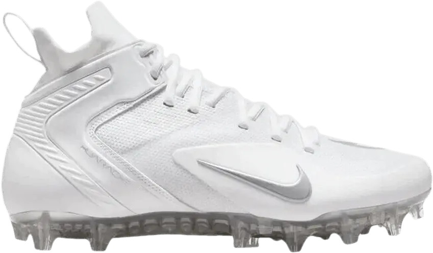  Nike Alpha Huarache 8 Elite LAX &#039;White Metallic Silver&#039;