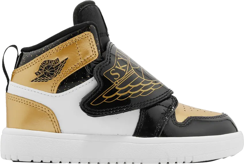 Sky Jordan 1 Mid Black Metallic Gold White (PS)