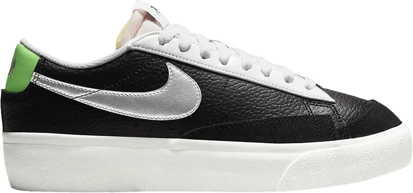  Nike Blazer Low Platform Black Metallic Silver (Women&#039;s)