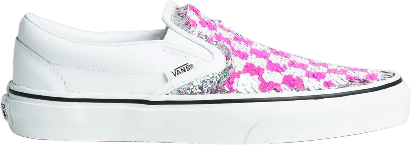  Vans Wmns Classic Slip-On &#039;Flipping Sequins - White Checkerboard&#039;