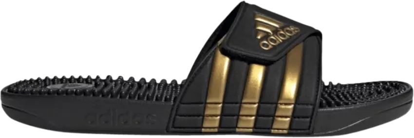  Adidas Adissage Slides &#039;Black Gold Metallic&#039;