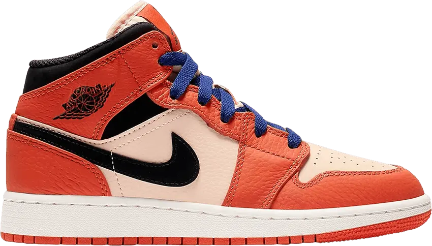  Jordan 1 Mid Team Orange Black (GS)