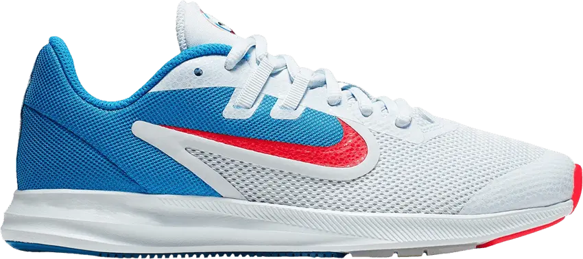 Nike Downshifter 9 Heat Check GS &#039;White Photo Blue Red Orbit&#039;