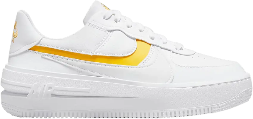  Nike Air Force 1 PLT.AF.ORM White Yellow Ochre (Women&#039;s)