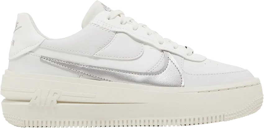  Nike Air Force 1 PLT.AF.ORM Summit White Metalic Silver (Women&#039;s)