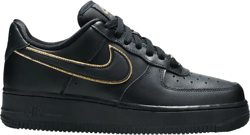  Nike Air Force 1 Low Black Gold Swoosh