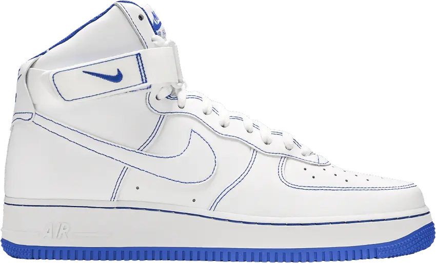  Nike Air Force 1 High White Royal Blue Contrast Stitch