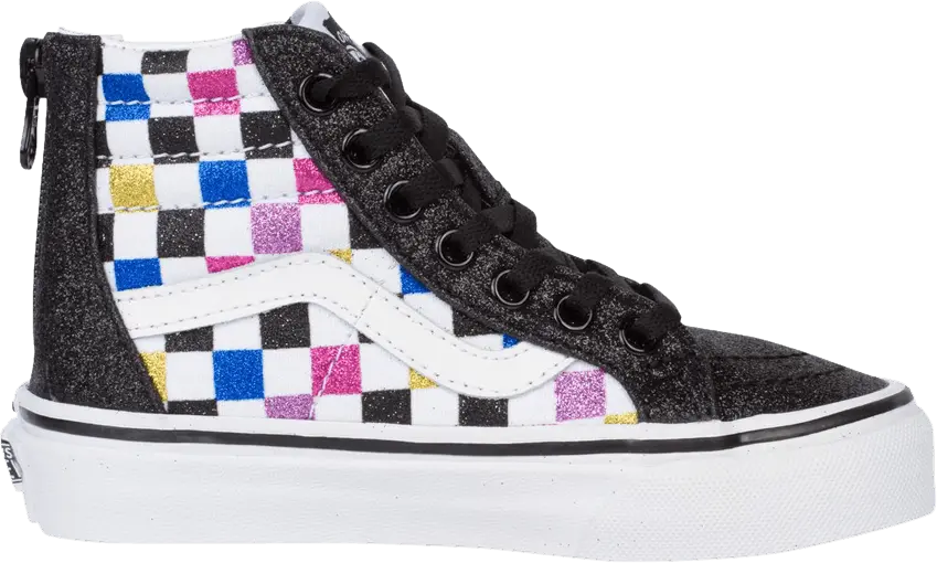  Vans Sk8-Hi Zip Kids &#039;Glitter Checkerboard&#039;