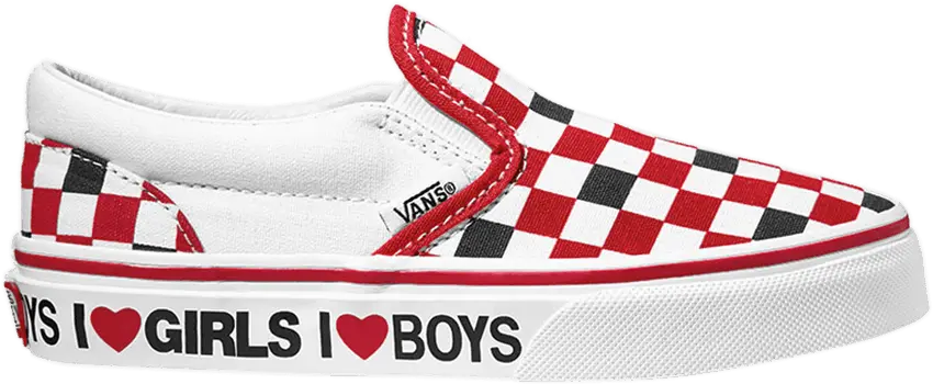  Vans Classic Slip-On Kids &#039;Checkerboard - I Heart&#039;